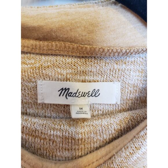 Madewell Gathered Sleeve Mock Neck Knit 3/4 Sleeves Pullover Heather Tan Top Med - Picture 9 of 10